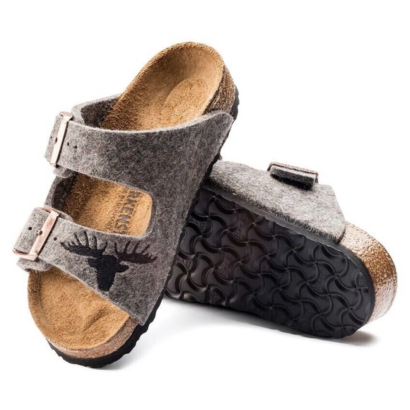 Birkenstock Arizona Kids Wool Felt Gray Elk Sandals EU26 US K 8 Narrow 1007124 - Picture 1 of 8